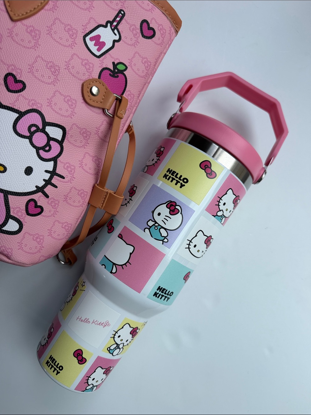 Hello Kitty Pastel Grid Stainless Steel Water Bottle 40 OZ